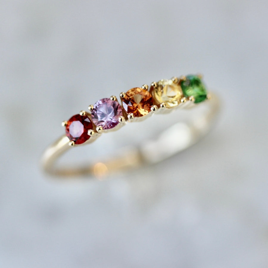 Fruit Salad Round Brilliant Cut Sapphire Band