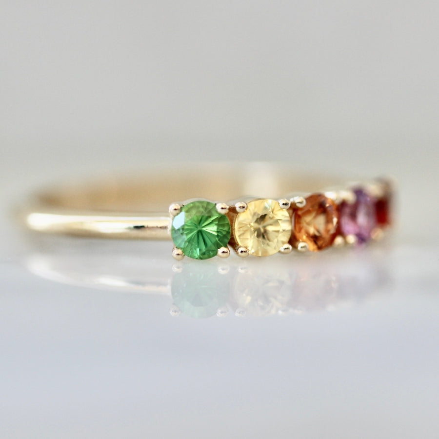 Fruit Salad Round Brilliant Cut Sapphire Band