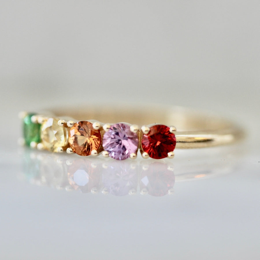 Fruit Salad Round Brilliant Cut Sapphire Band