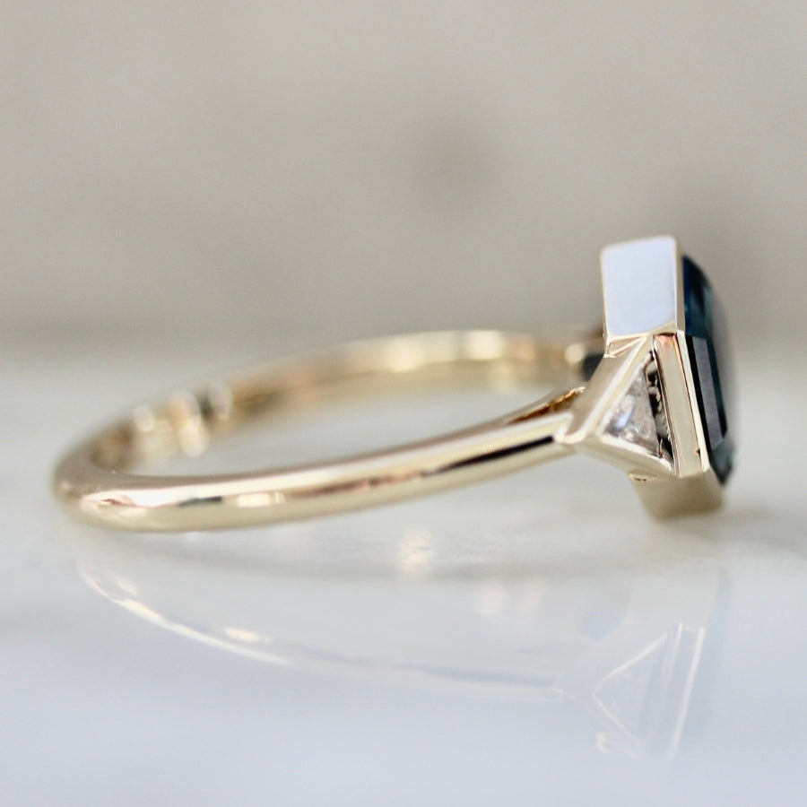 Giddy Up Blue Hexagon Portrait Cut Montana Sapphire Ring