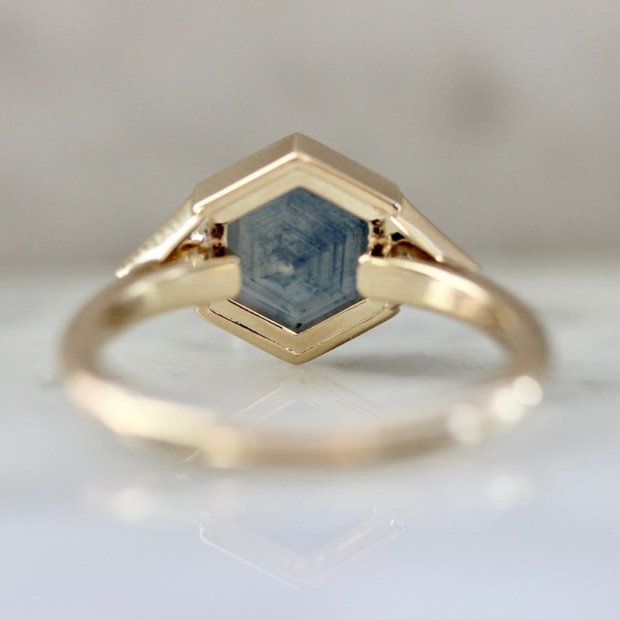 Giddy Up Blue Hexagon Portrait Cut Montana Sapphire Ring