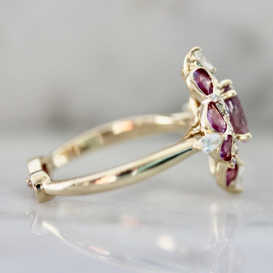 Girlie Pop Pink Pear Cut Montana Sapphire Ring