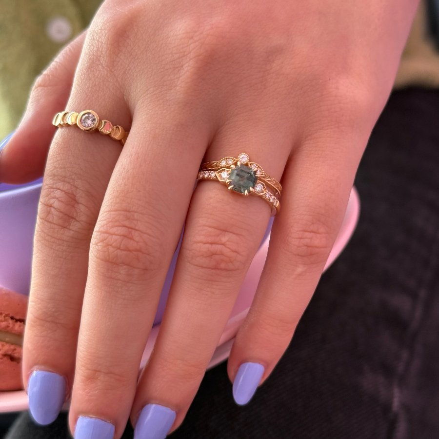 Green Asscher Cut Montana Sapphire Ring