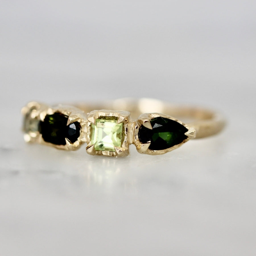 Green Gemstone Medley Ring