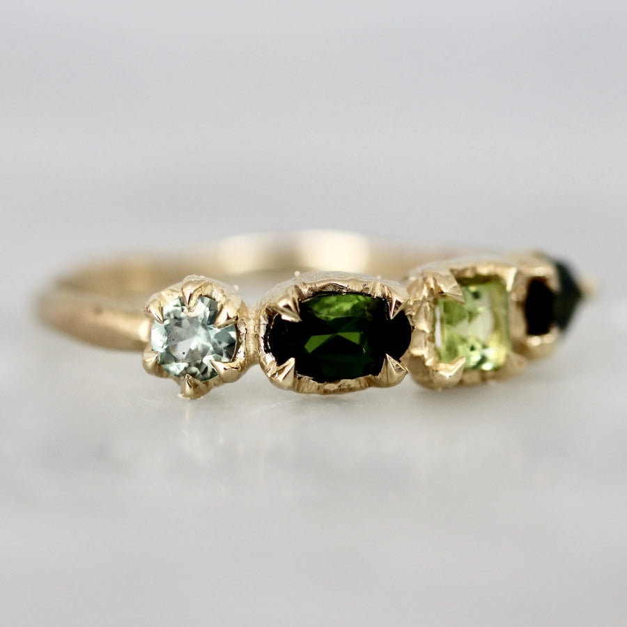 Green Gemstone Medley Ring