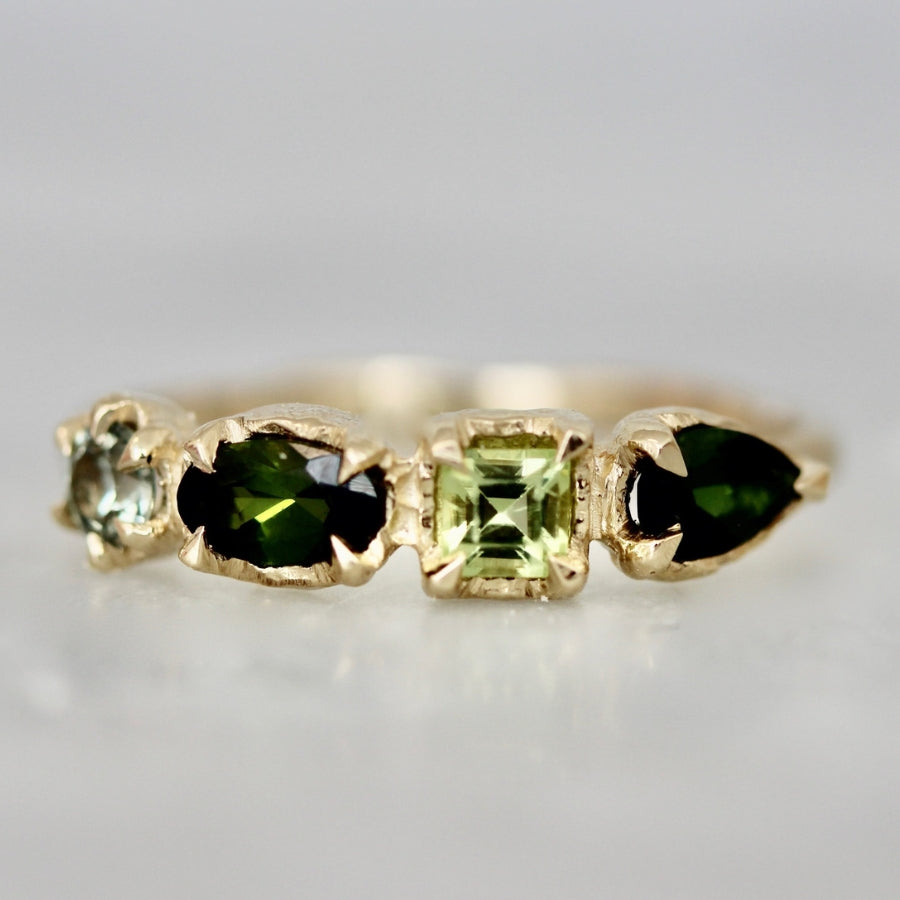 Green Gemstone Medley Ring