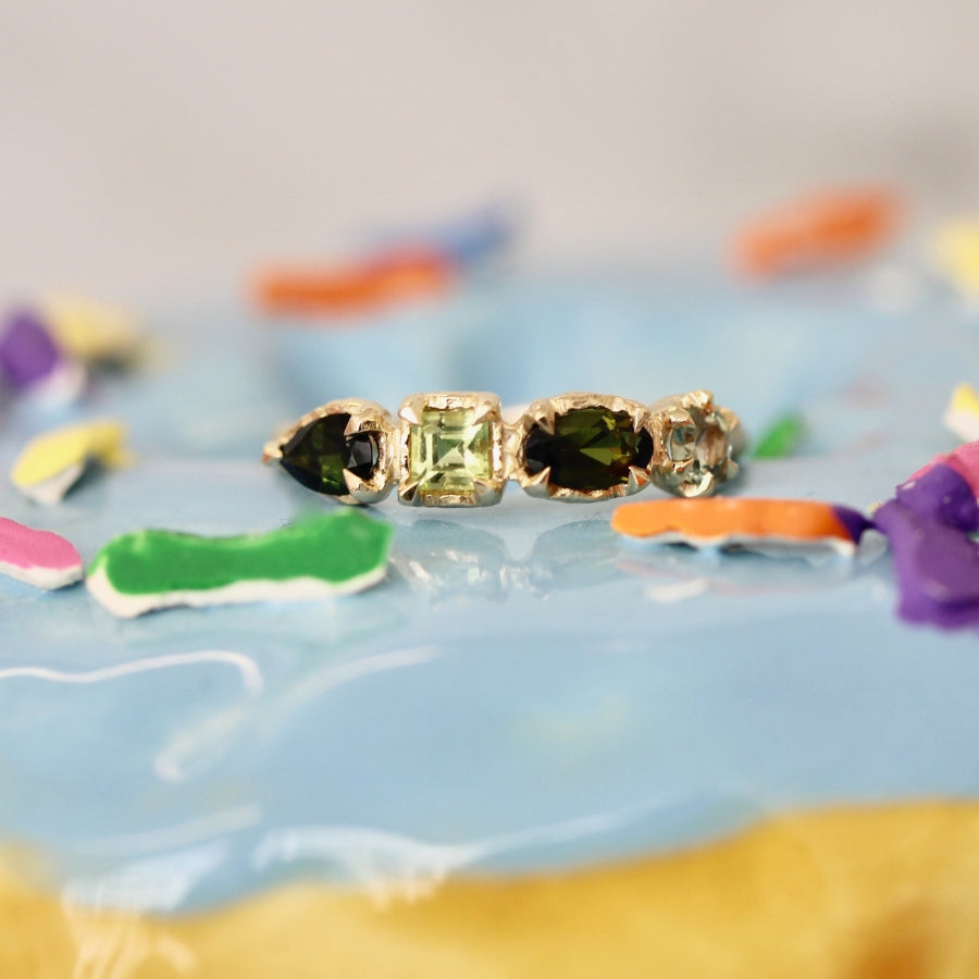 Green Gemstone Medley Ring