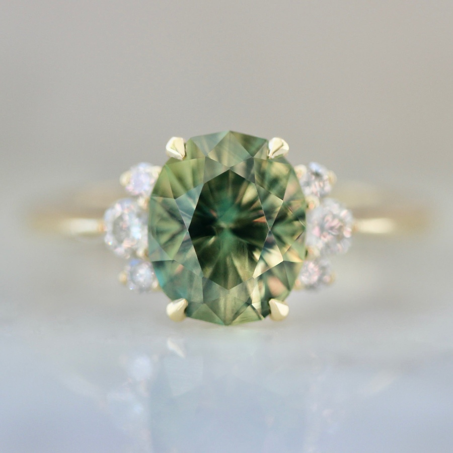 5591 Green Sapphire and Diamond engagement ring
