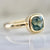 Green Teal Cushion Cut Sapphire Ring