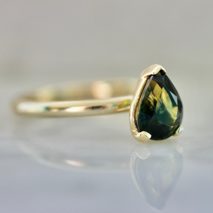 High Road Green Pear Cut Sapphire Ring