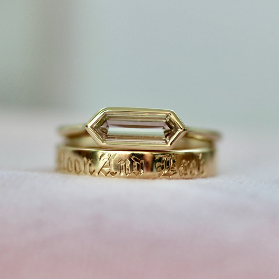 
            Honey Glow Champagne Hexagon Cut Diamond Ring