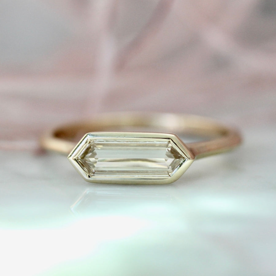 
            Honey Glow Champagne Hexagon Cut Diamond Ring