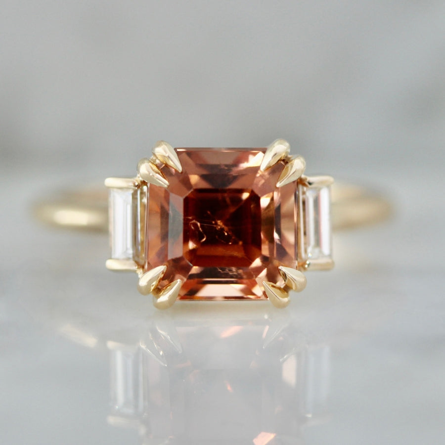 
            Hot Peach Asscher Cut Tourmaline Ring