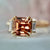 Hot Peach Asscher Cut Tourmaline Ring