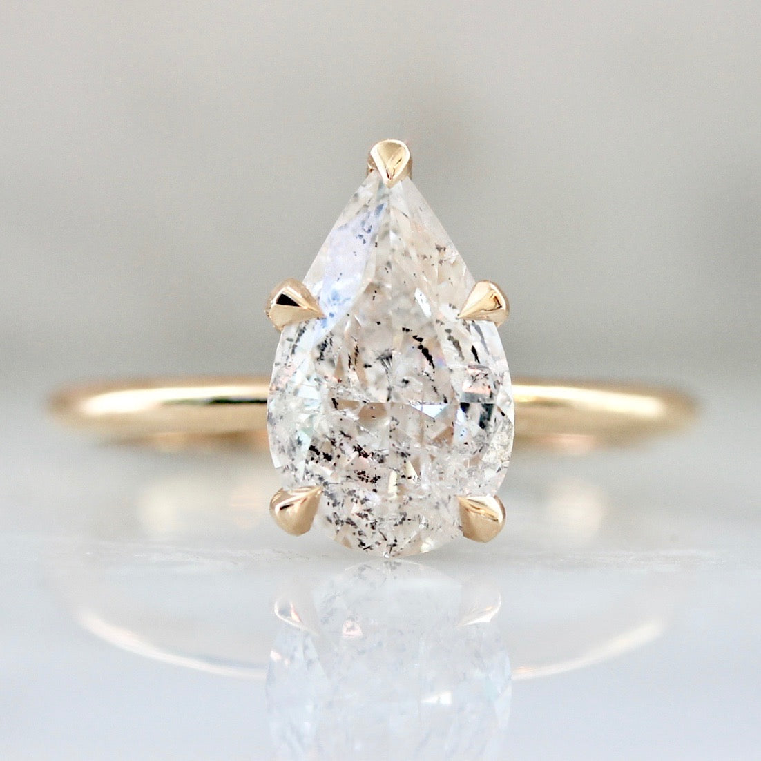Gem Breakfast Custom Pear Cut Solitaire Engagement Ring in 18k Peach Gold 2811