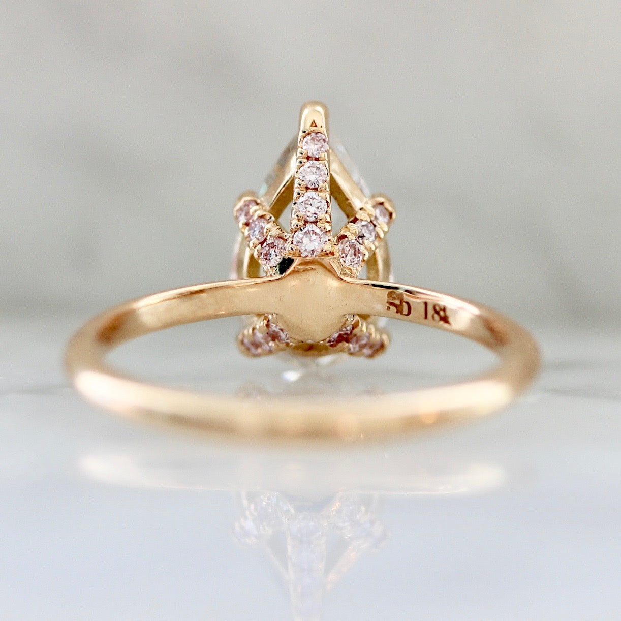 Gem Breakfast 18k Peach Gold Diamond Ring with Pink Diamond Booty 2811
