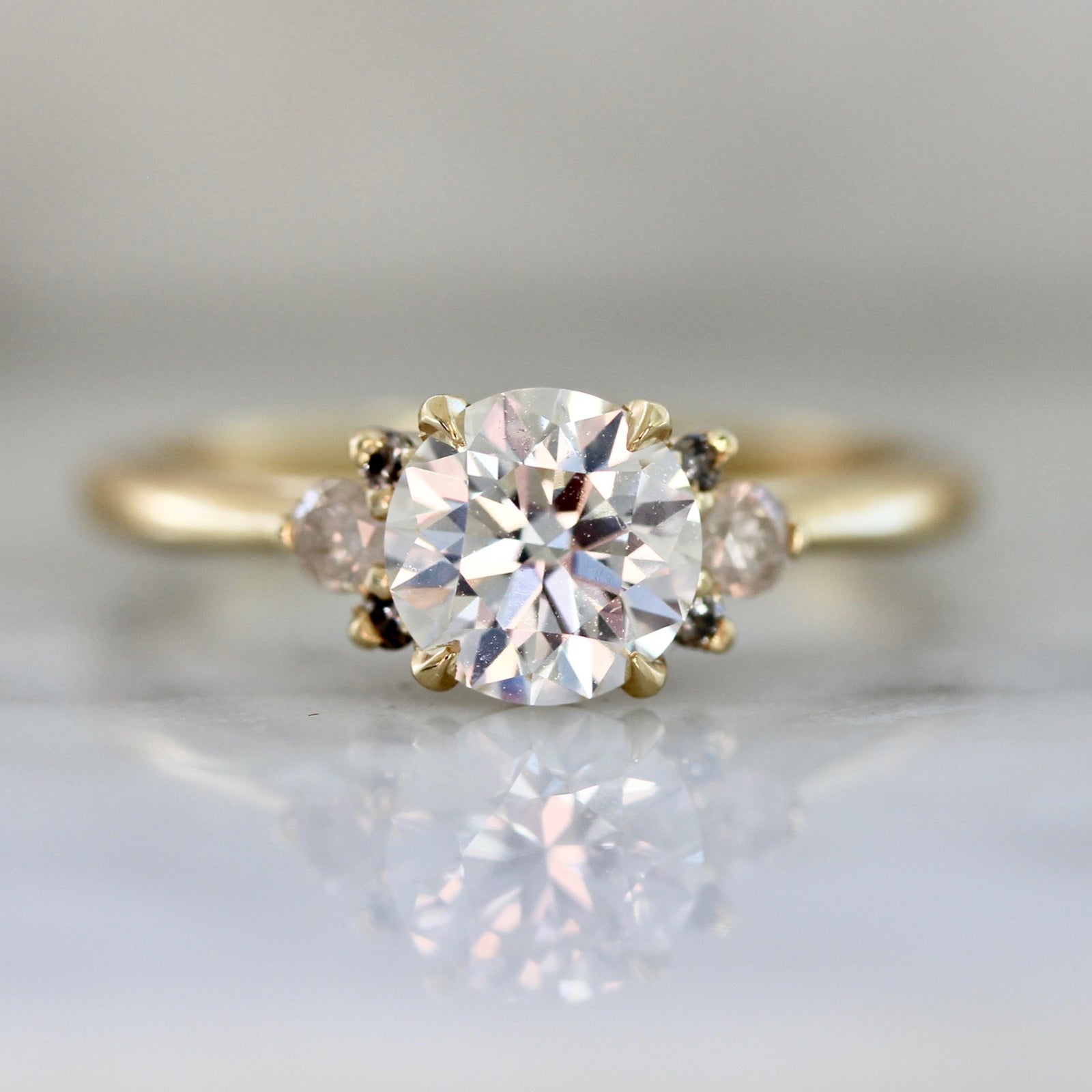 Gem Breakfast half halo engagement ring in yellow gold
