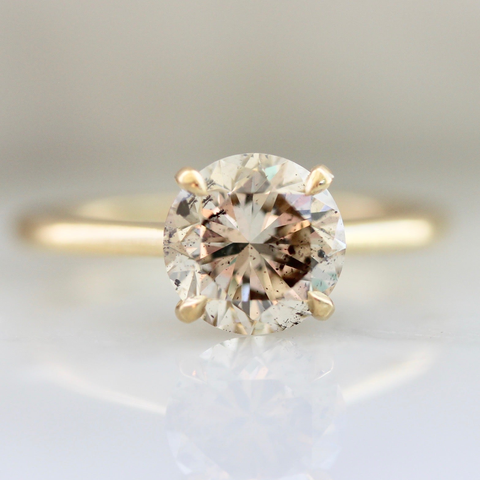 Gem Breakfast Custom Champagne Diamond Ring in 18k Yellow Gold 3074