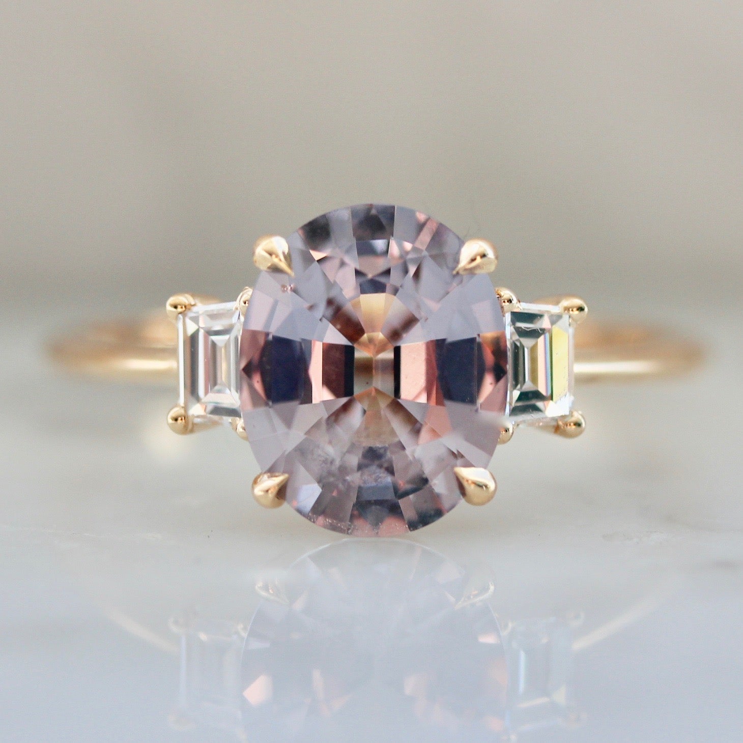 Gem Breakfast Custom Purple Spinel & Diamond Ring in 18k Peach Gold 3072