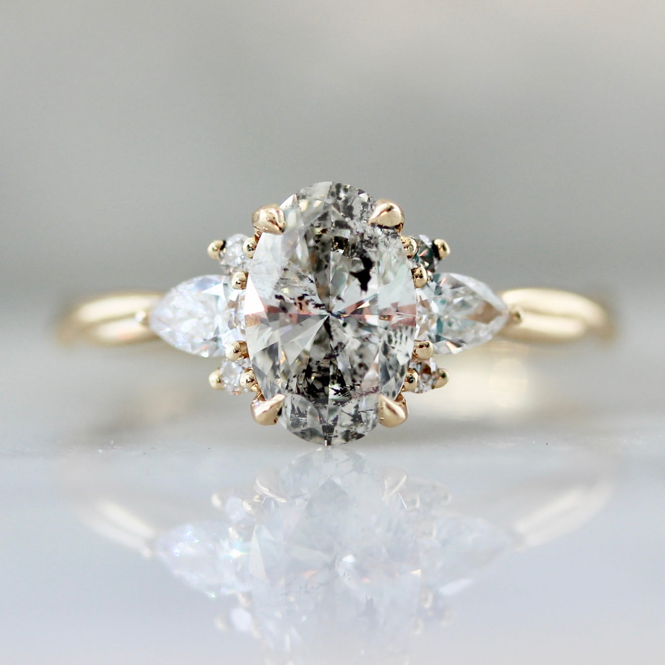 3215 - Modified Mirella Setting with Pear Cut Side Diamonds and twisted band