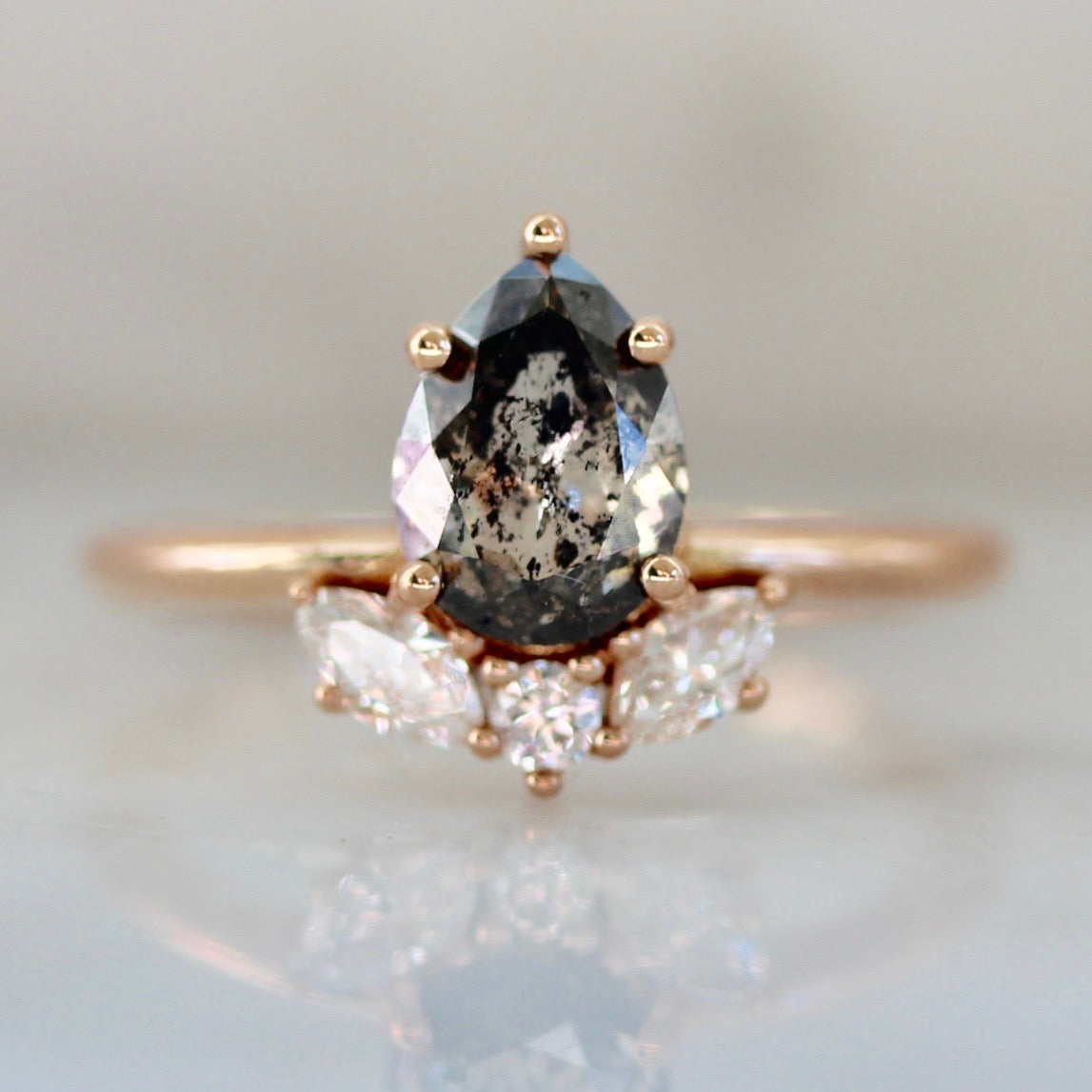 Champagne Pear Cut Diamond Ring in Rose Gold 1759