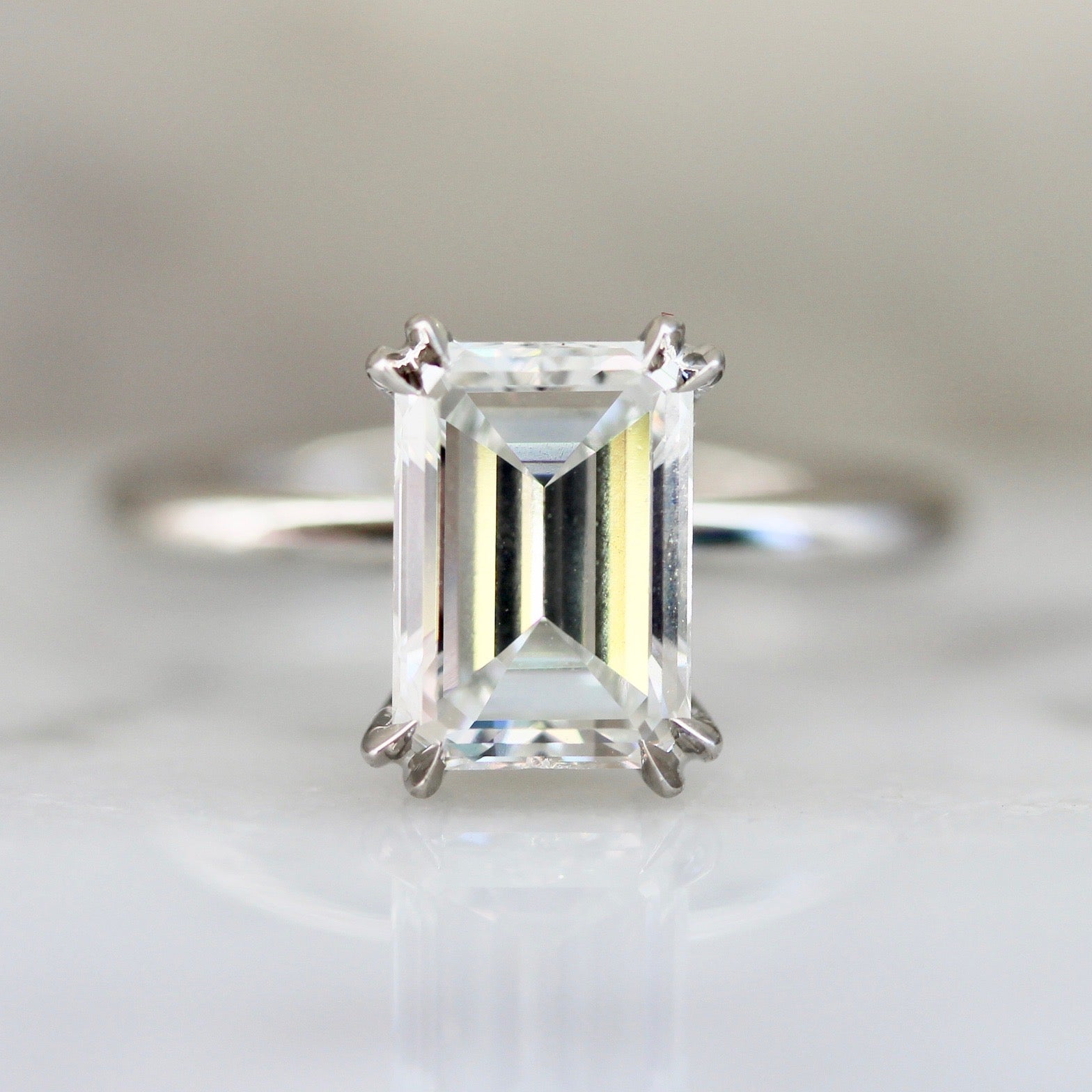 1.70 Carat Emerald Cut Diamond Ring in Platinum