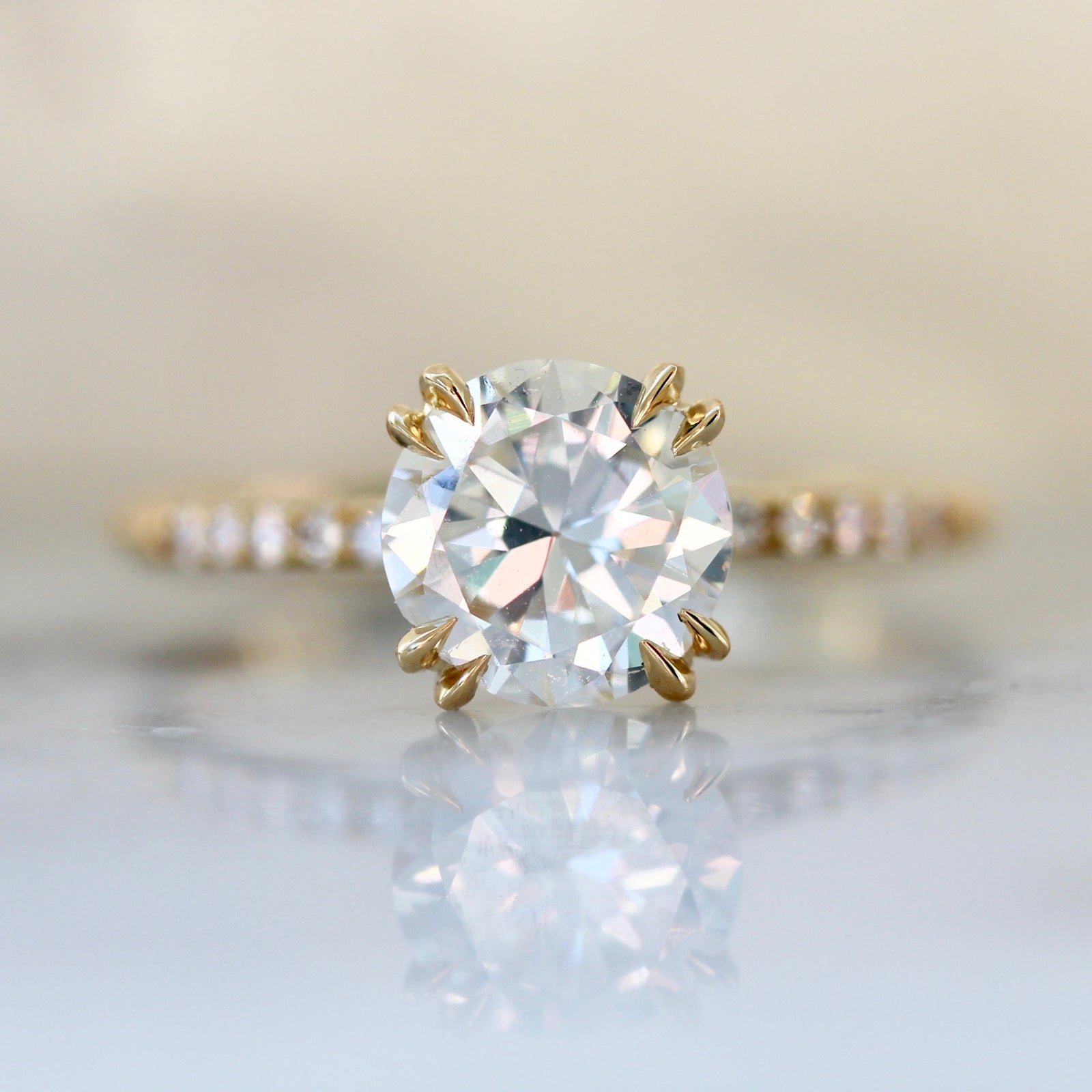 Double Prong Yellow Gold Engagement Ring