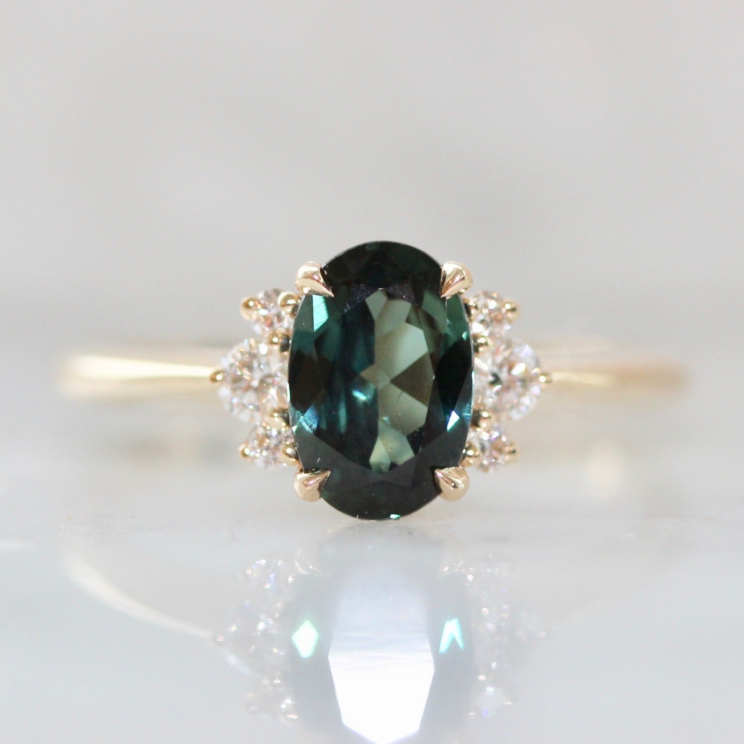 Australian Sapphire Green Oval Cut Mirella Ring