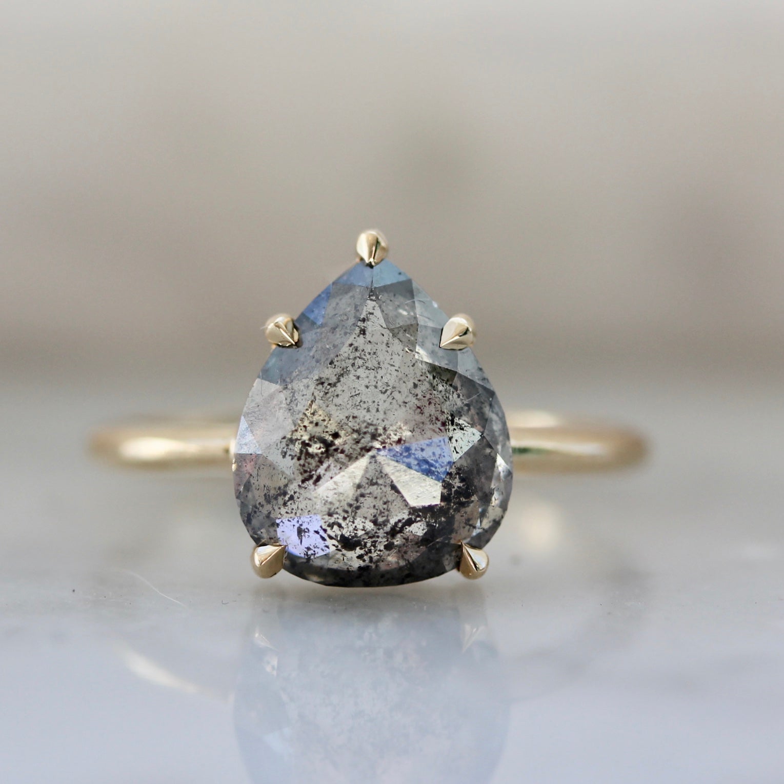 Rose Cut Pear Engagement Ring 3897