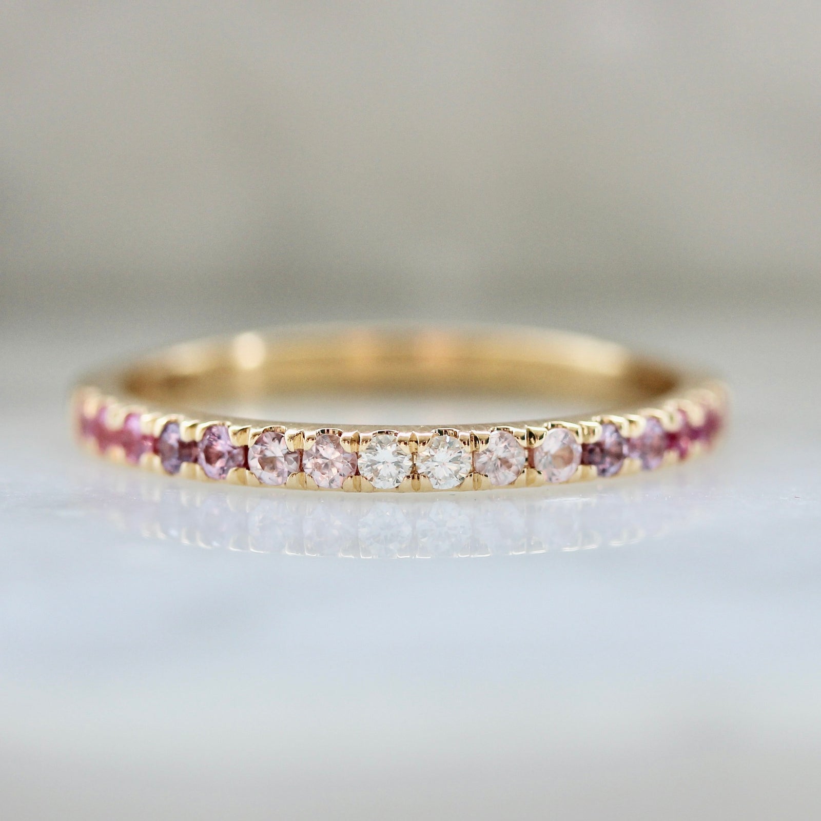 3997 Pink Ombre Sapphire & Diamond Band