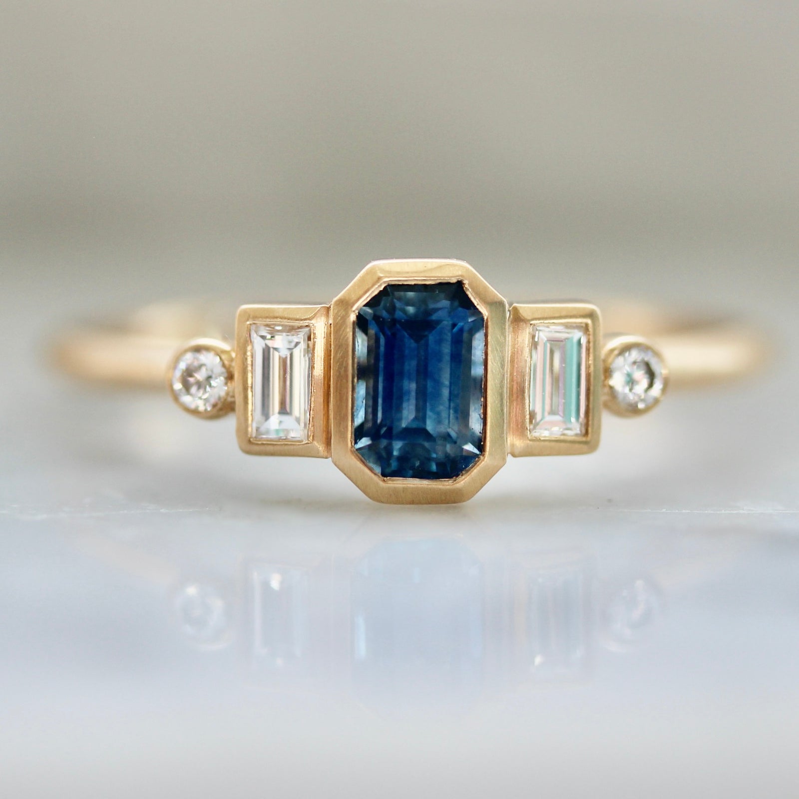 4105 Art Deco and Diamond Inspired Ring with Matte Finish