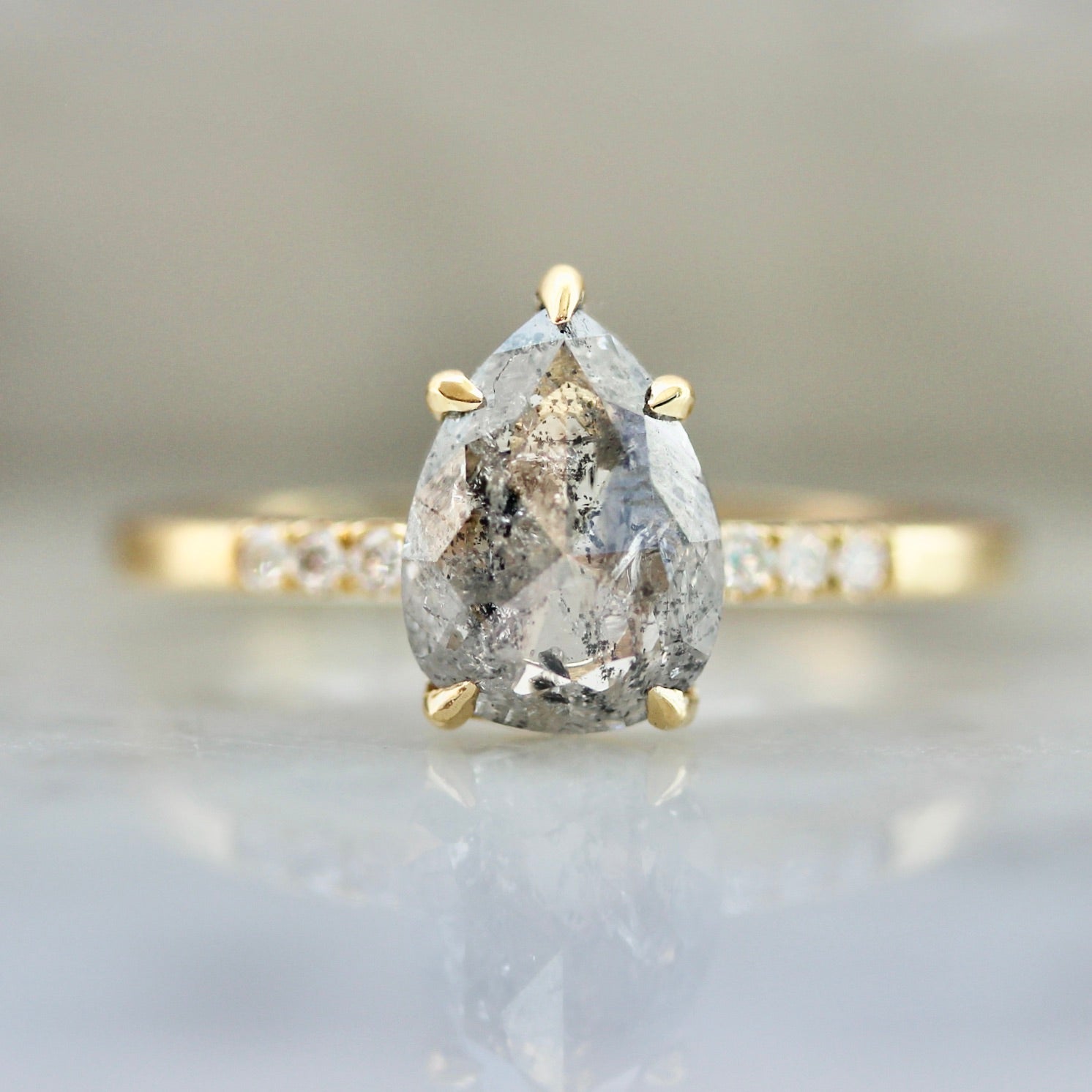 4050 Yellow Gold Pave Set Pear Cut Ring 