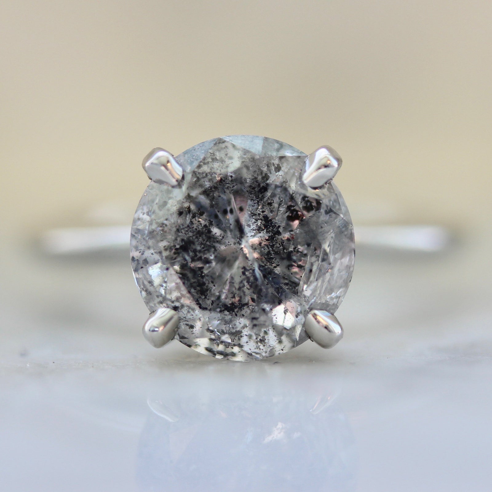 3.5 Carat Galaxy Salt & Pepper Diamond Engagement Ring in Platinum
