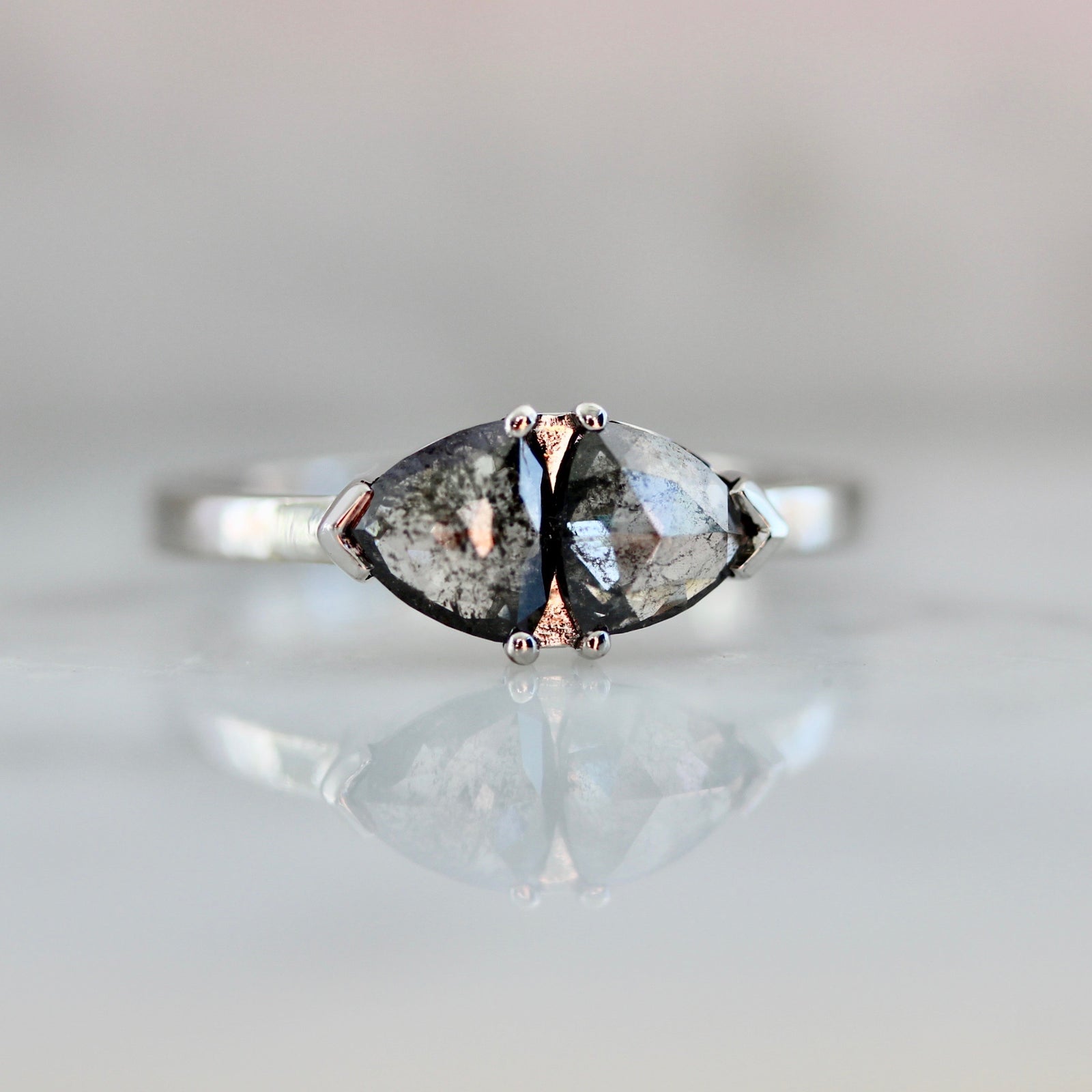 2462 Gem Breakfast Back to Back Trillion Cut Diamond in 18k White Gold