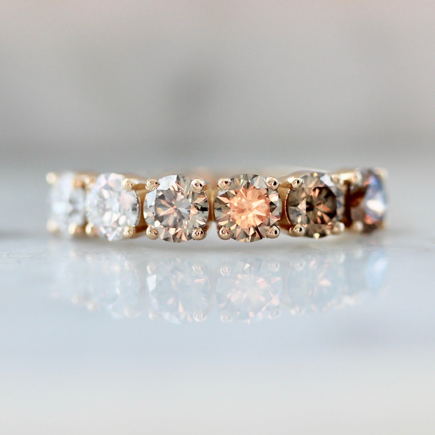 Champange Ombre Six Stone Diamond Band - Gem Breakfast in 18k Peach Gold 2624