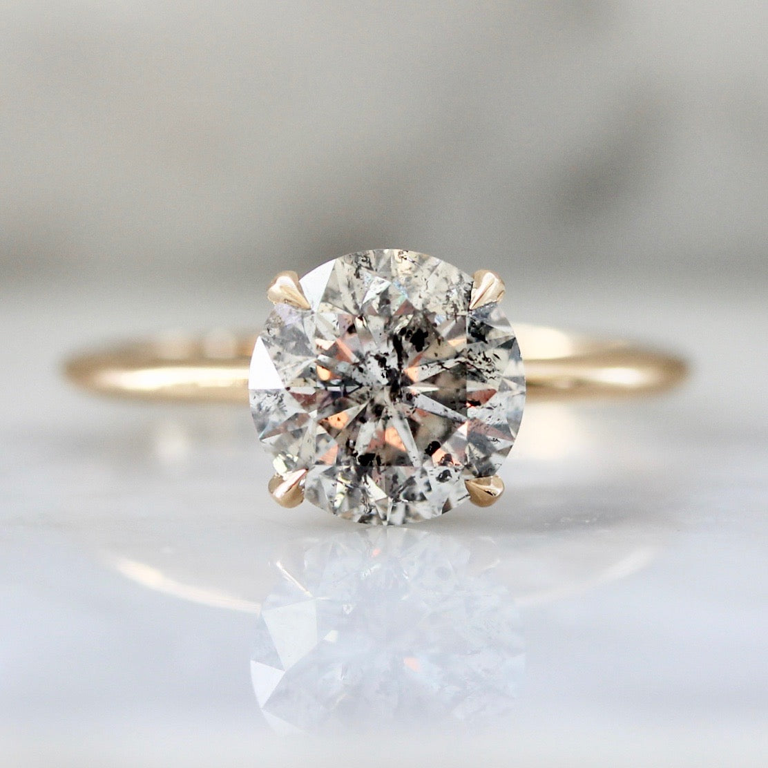 Gem Breakfast Salt & Pepper Stella Ring in 18k Peach Gold