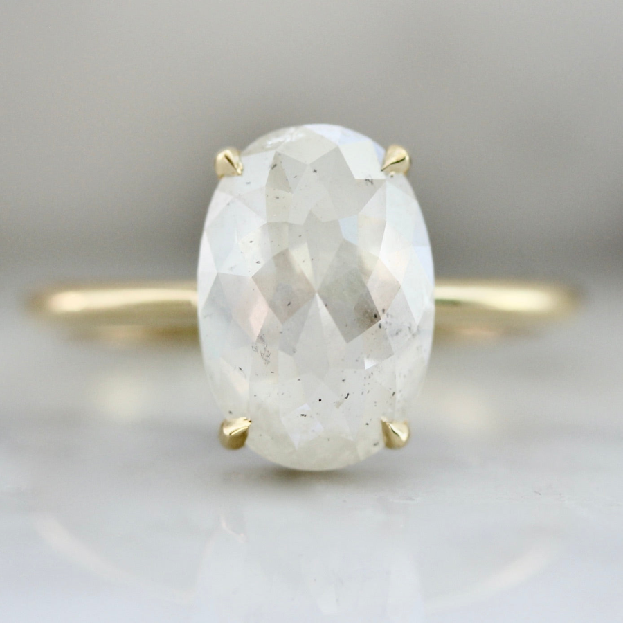 Icey Rose Cut Oval Diamond Engagement Ring