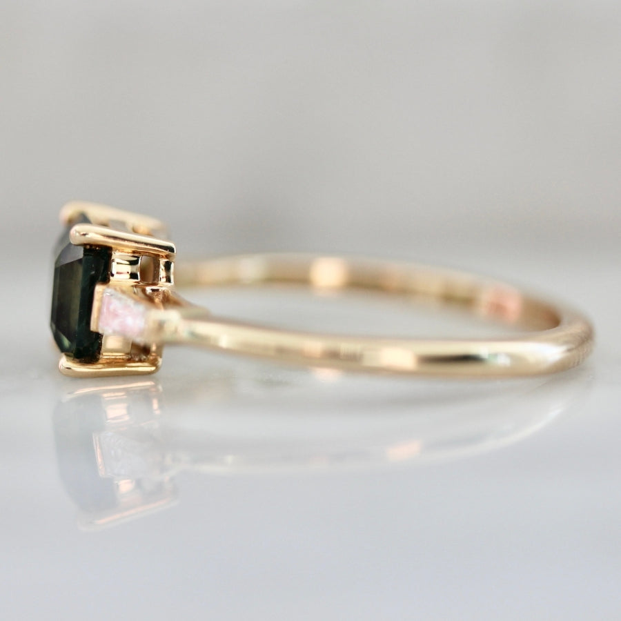 Inside Scoop Green Asscher Cut Opalescent Sapphire Ring