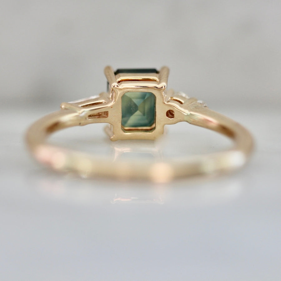 
            Inside Scoop Green Asscher Cut Opalescent Sapphire Ring