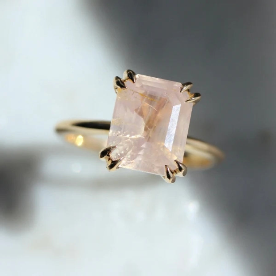Invite Only Pink Emerald Cut Opalescent Sapphire Ring