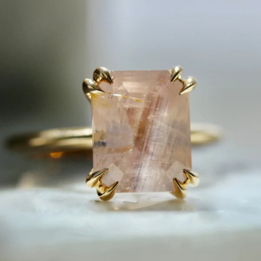 Invite Only Pink Emerald Cut Opalescent Sapphire Ring