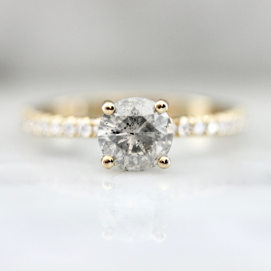 Iria Salt & Pepper Round Brilliant Cut Diamond Ring