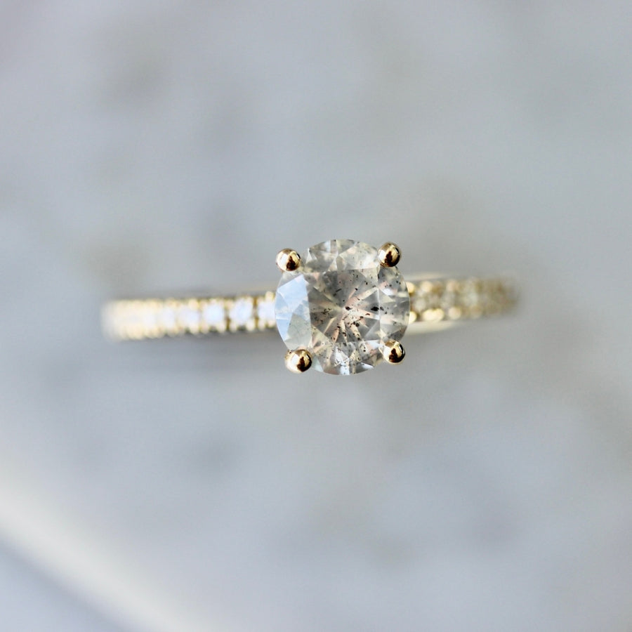 Iria Salt & Pepper Round Brilliant Cut Diamond Ring