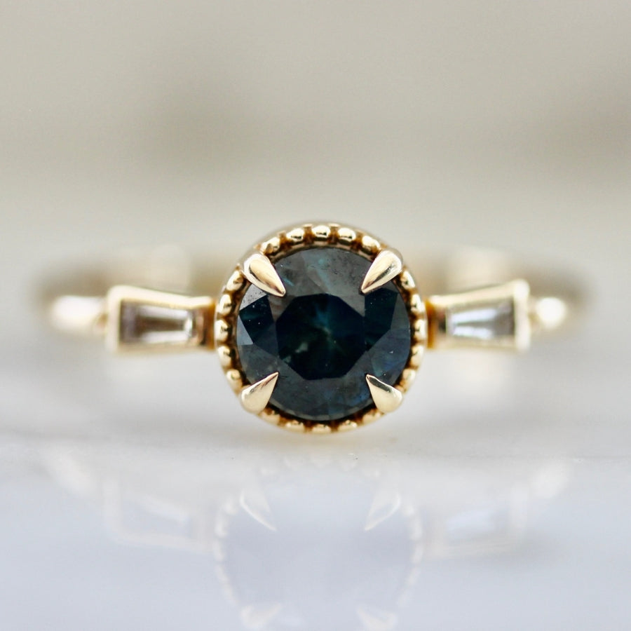 
            Isleview Teal Round Brilliant Cut Sapphire Ring