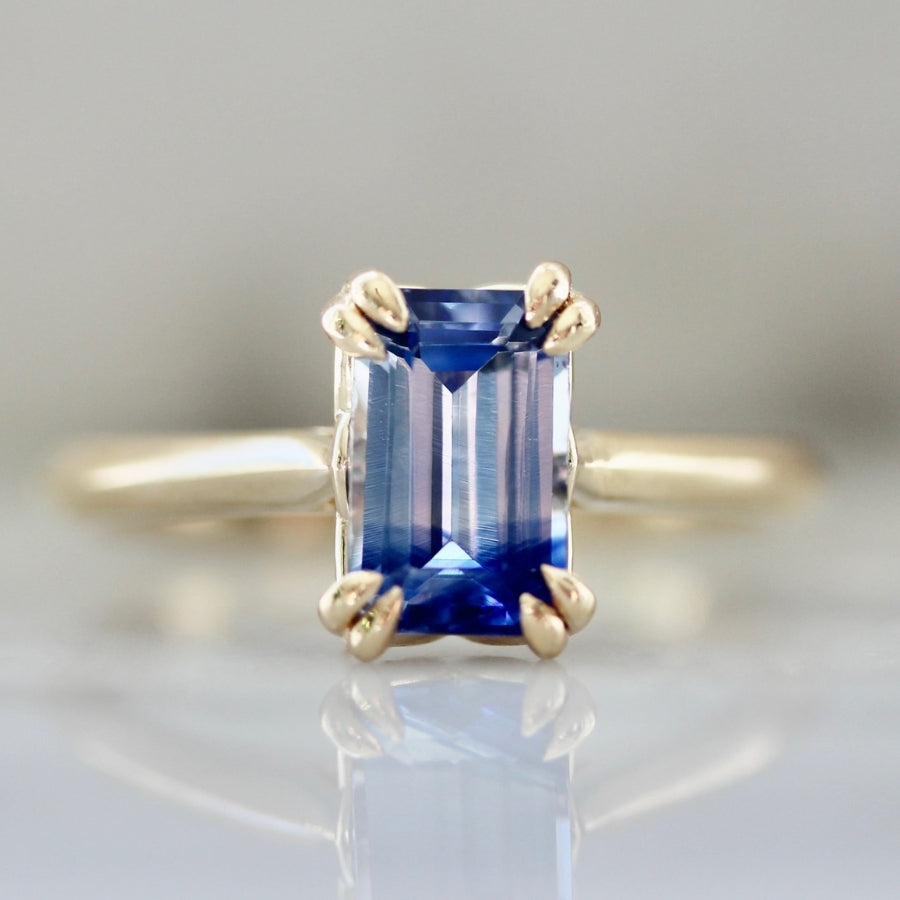 Jolly Rancher Blue Bi-Color Emerald Cut Sapphire Ring