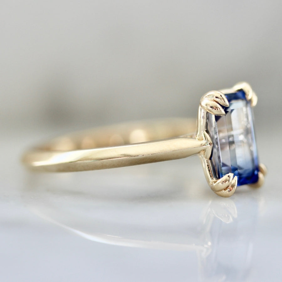 Jolly Rancher Blue Bi-Color Emerald Cut Sapphire Ring
