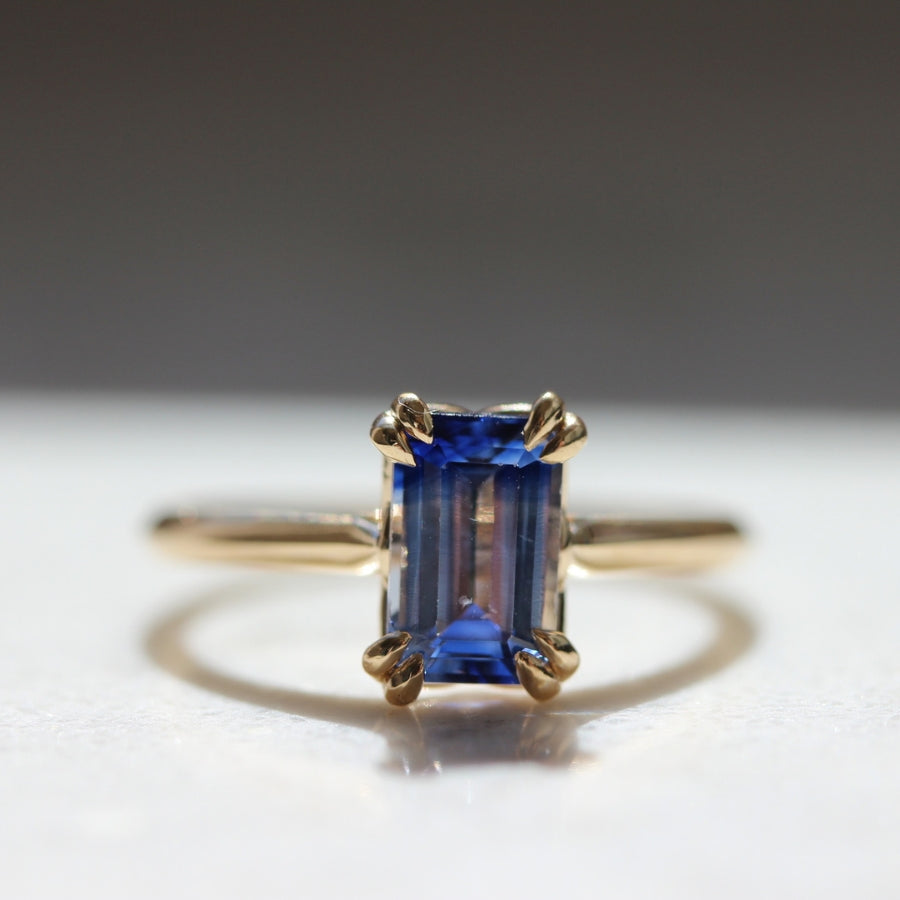 Jolly Rancher Blue Bi-Color Emerald Cut Sapphire Ring