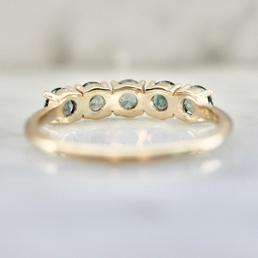 
            Lake Day Teal Round Brilliant Cut Sapphire Band