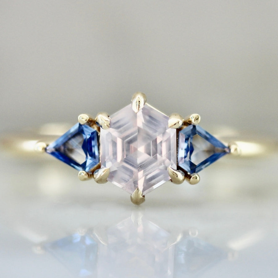 Lavender Sorbet Hexagon Cut Sapphire Ring