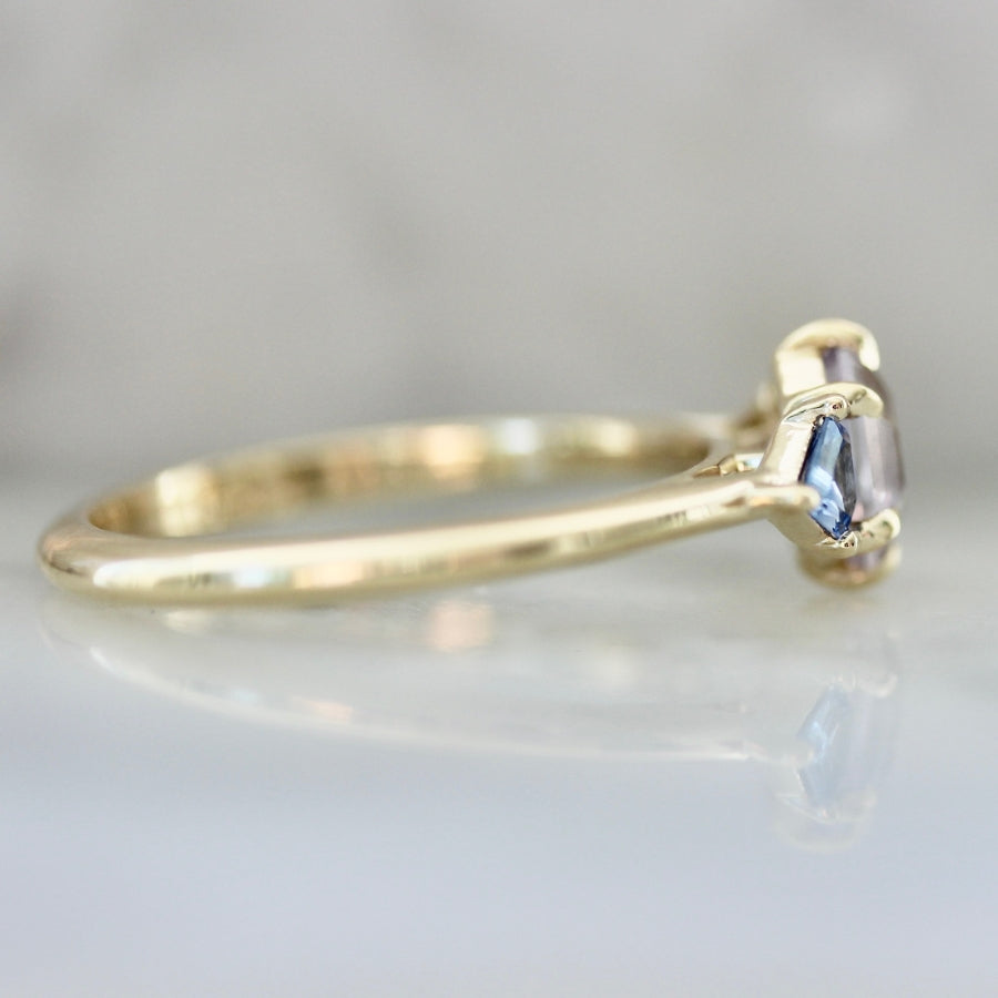 Lavender Sorbet Hexagon Cut Opalescent Sapphire Ring
